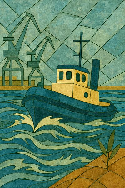 Schlepperfahrt durch Glasgeometrie von Sabine Wagner