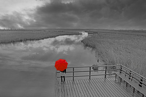 A red glow over still waters