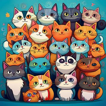 Beaucoup de chats colorés