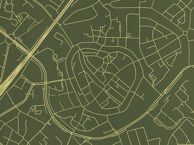 Map of Amersfoort Centrum in Green Gold by De Kaartenwinkel