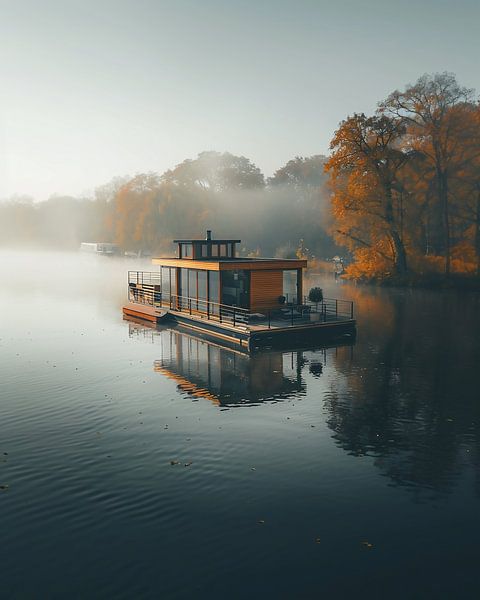 Woonboot vanuit de lucht van fernlichtsicht
