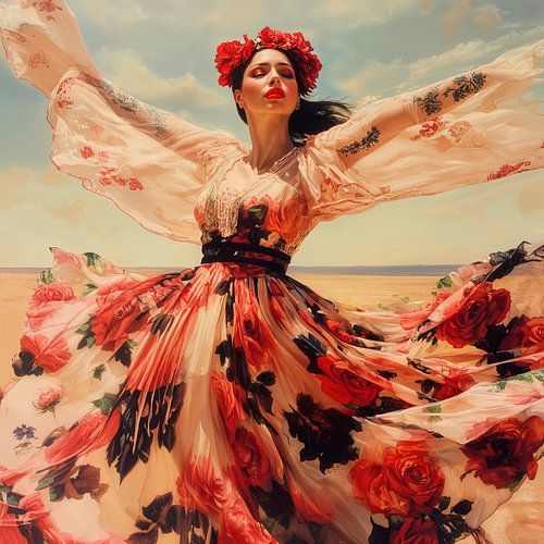 Danseuse de flamenco avec robe rose