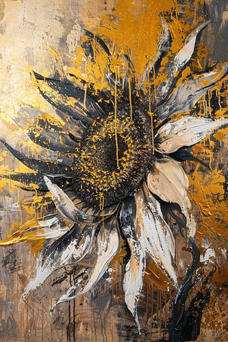 Tournesol abstrait dynamique aux couleurs explosives