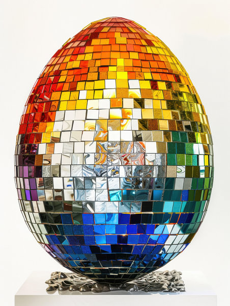 Regenbogen-Spiegel-Disco-Osterei von Mosaic Dialogue auf ArtFrame, Leinwand, Poster und mehr