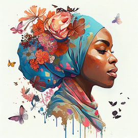 Turquoise Turban Floral Profile by Chromatic Fusion Studio