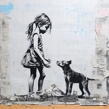 Best Friends | Banksy Inspired No. 34013 van Blikvanger Schilderijen
