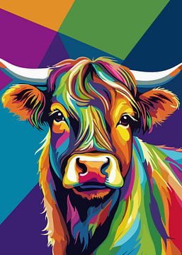 Highland Koe Pop Art Stijl van MIROKKU