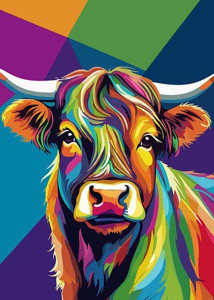 Highland Cow Pop Art Style by MIROKKU