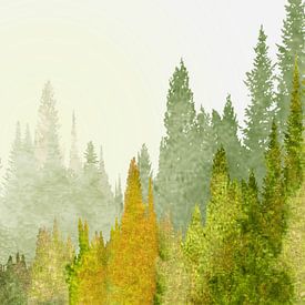 Watercolor autumn forest by Kirtah Designs