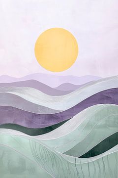 Zachte heuvels onder geel zonlicht van Poster Art Shop