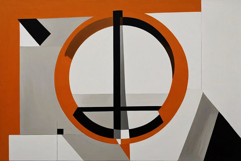 Minimalistisch Ontwerp met Oranje en Zwarte Vormen van Art & Soul Creations