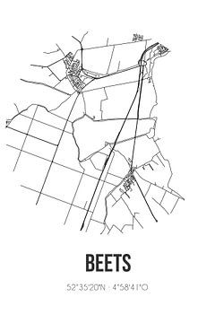 Beets (Noord-Holland) | Karte | Schwarz und weiß von Rezona