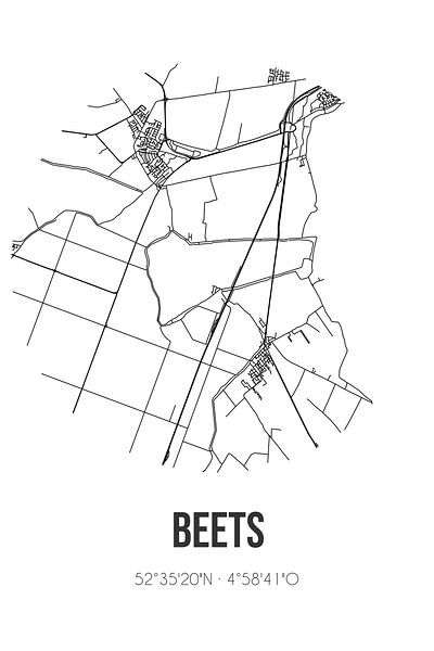 Beets (Noord-Holland) | Map | Black and white by Prints of Place