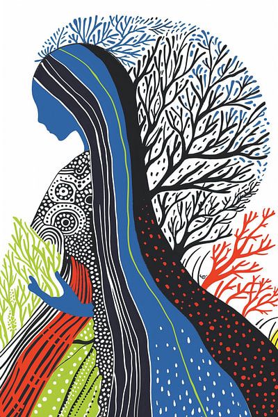 The Connection of Woman and Nature by Color Square