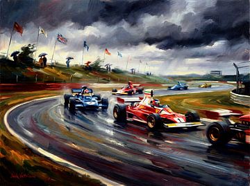 Peinture « Ferrari rouge à Silverstone »