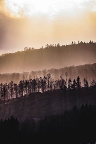 Mistig, bewolkt en zonnig