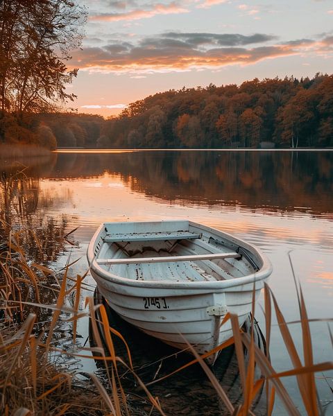 Abendstimmung, Fischerboot zaubert von fernlichtsicht