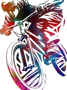 BMX-Fahrer Sportkunst weiß #Fahrrad #Bike