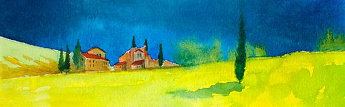 Tuscan landscape | Watercolour painting by WatercolorWall