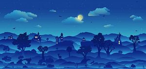 Sprookjesland bij nacht van Petra van Berkum