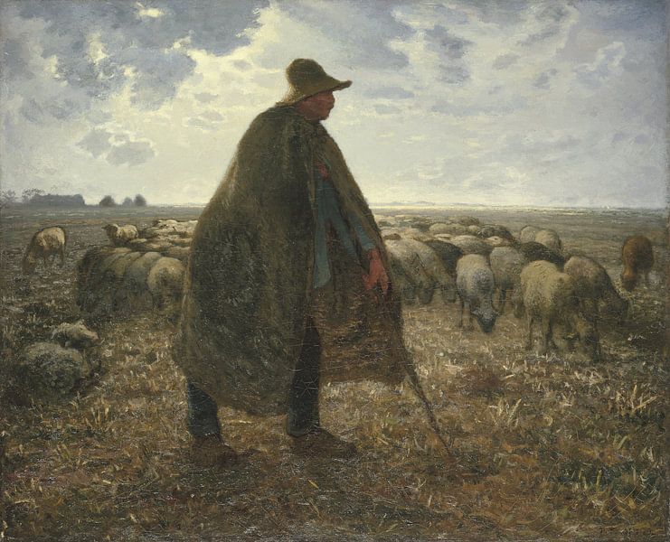 Hirte, der seine Herde hütet, Jean-François Millet von Meisterhafte Meister