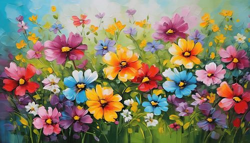 Peinture de fleurs colorées sur WeLoveArt