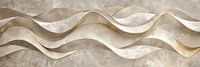 Beige met goud abstracte kunst met 3d lijnen als panorama wanddecoratie