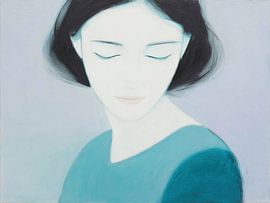 Frau Porträt | Türkis Quiet Moment von ARTEO Gemälde