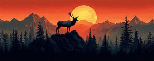 Silhouette de cerf majestueux