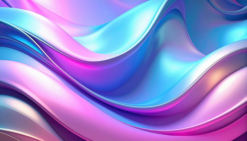 Blaue Seide mit Farben und Wellen von Mustafa Kurnaz