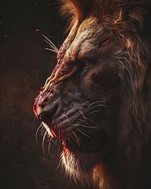 Gros plan sur un lion