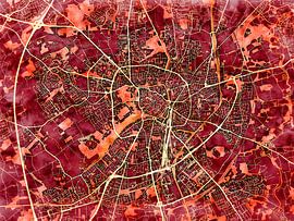 Map of Münster with the style 'Amber Autumn' by Maporia