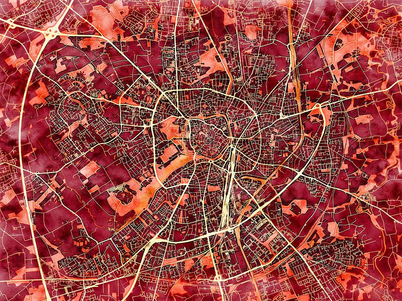 Kaart van Münster in de stijl 'Amber Autumn' van Maporia