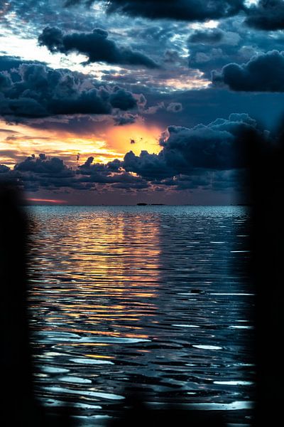 Sunset, Wadden Sea, Moddergat by Frank Slaghuis