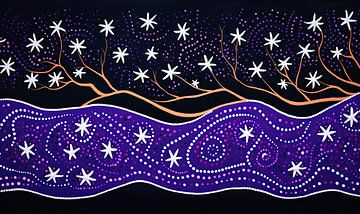 Abstracte rivier Aboriginal Schilderen van Virgil Quinn - Decorative Arts