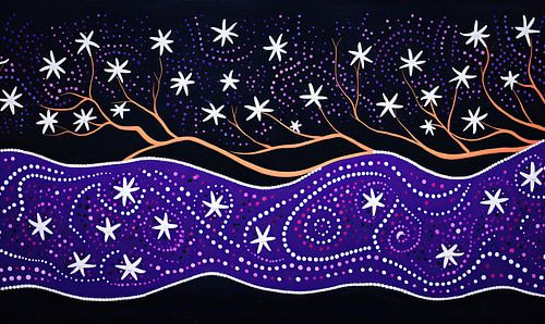 Abstrakte Fluss Aborigine-Malerei von Virgil Quinn - Decorative Arts
