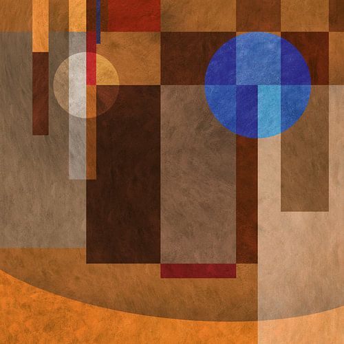 Abstractie 1 blauw oranje