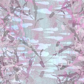 Frühlingshafte Farbstudie Nr. 8. Lila Mohnblumen auf Blau. von Dina Dankers