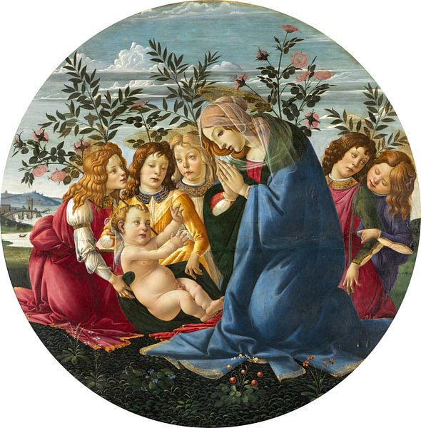Botticelli - Madonna Adoring the Child with Five Angels by 1000 Schilderijen