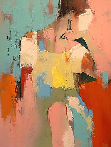 Woman with colour | Woman Abstract by Eye catching paintings
