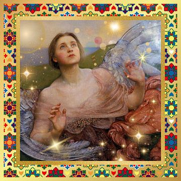 S.F. Multicolor Border Geremasterde versie van The Sense of Sight door Annie Louisa Swynnerton van Silver Fox Art Decor