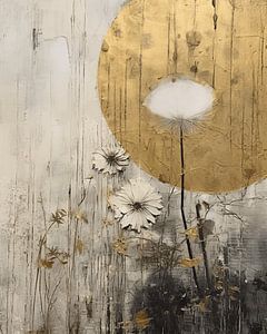 Landschaft im Mixed-Media-Stil mit goldenen Akzenten