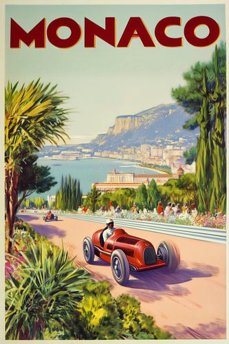 Monaco Grand Prix - Vintage Rennwagen Poster