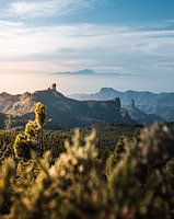 Volcano El Teide between the clouds and Rock formations on Gran Canaria