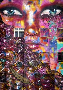 Graffiti gezicht. van Ton Bijvank