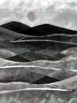 Scandinavian landscape monochrome by Mad Dog Art