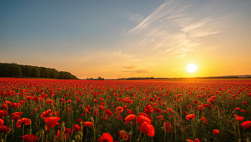 A vast field of red poppies