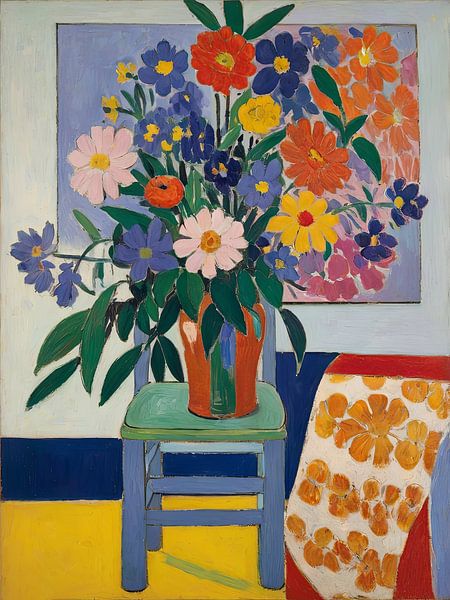 Bloemen in een vaas Stijl Henri Matisse van TOAN TRAN