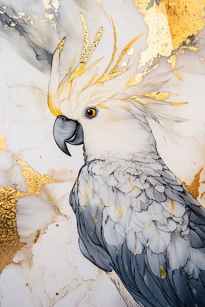 Elegant cockatoo with gold details by Imperial Art House