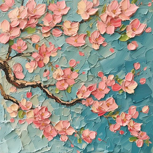 Fleur de cerisier rose bleu